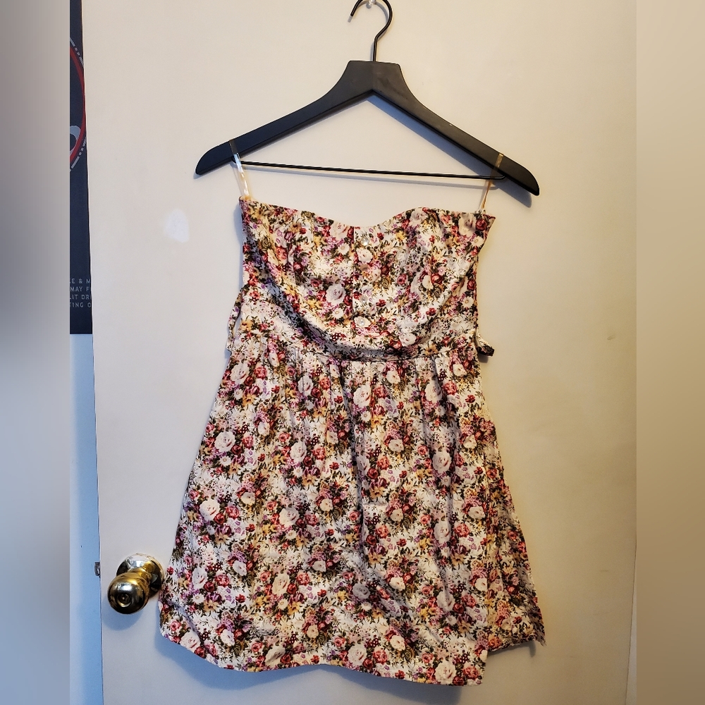 Strapless Floral Dress